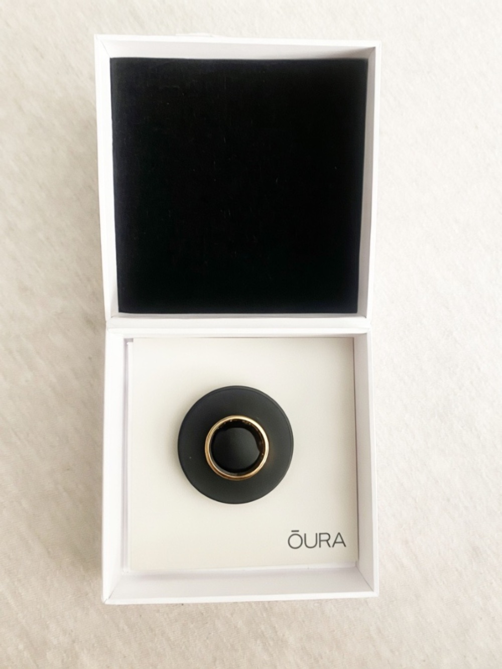 Oura Black Ring with Gold Trim